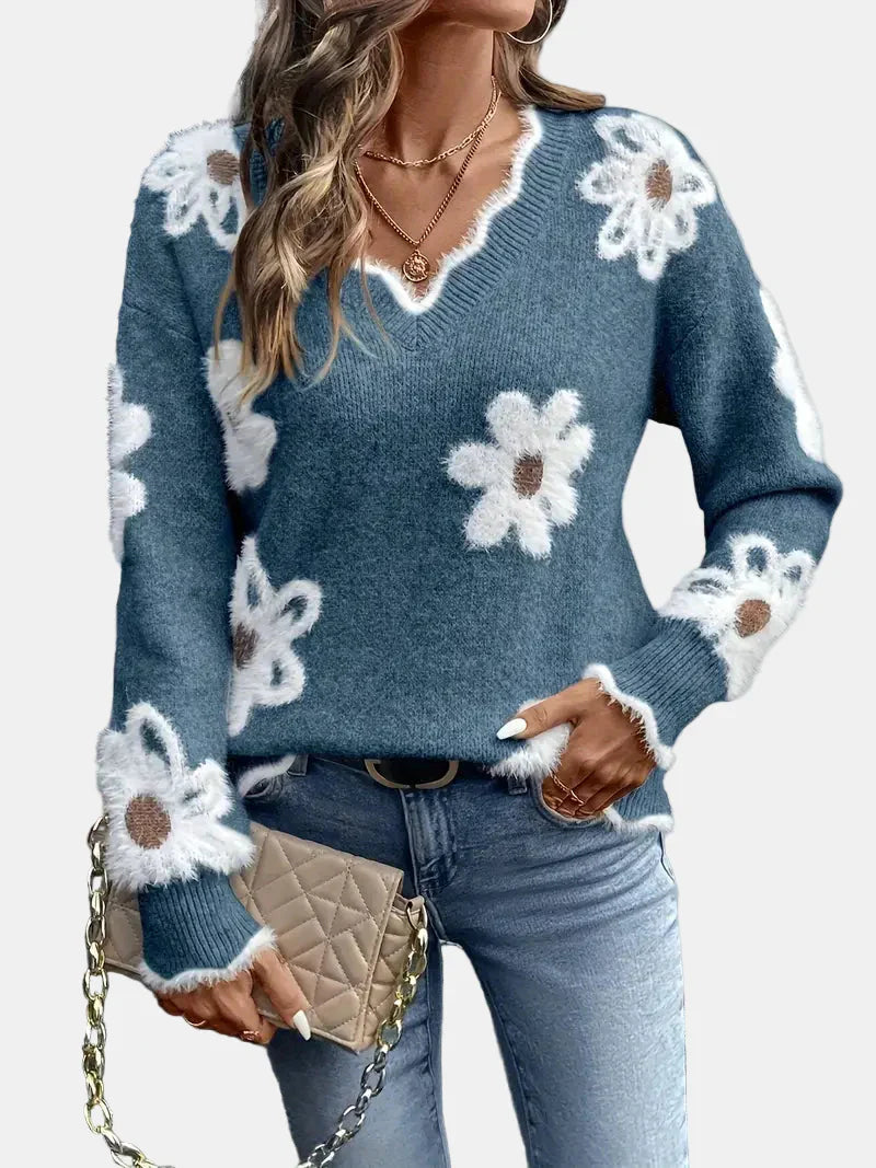 Charlotte | Timeless V-Neck Floral Sweater